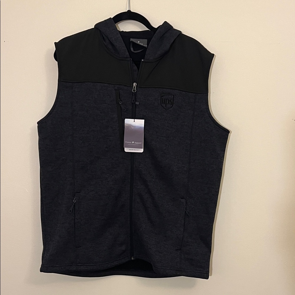 UPS LOGO Men's Black Hooded Vest